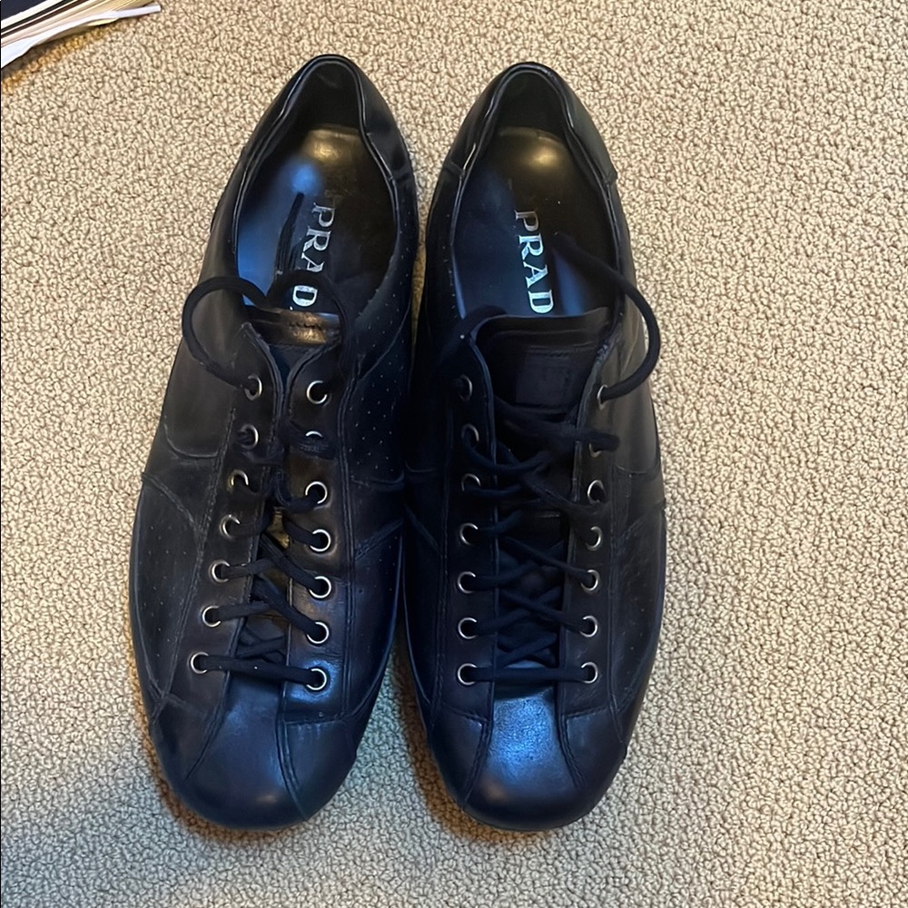 Prada Men's Black Leather Sneakers